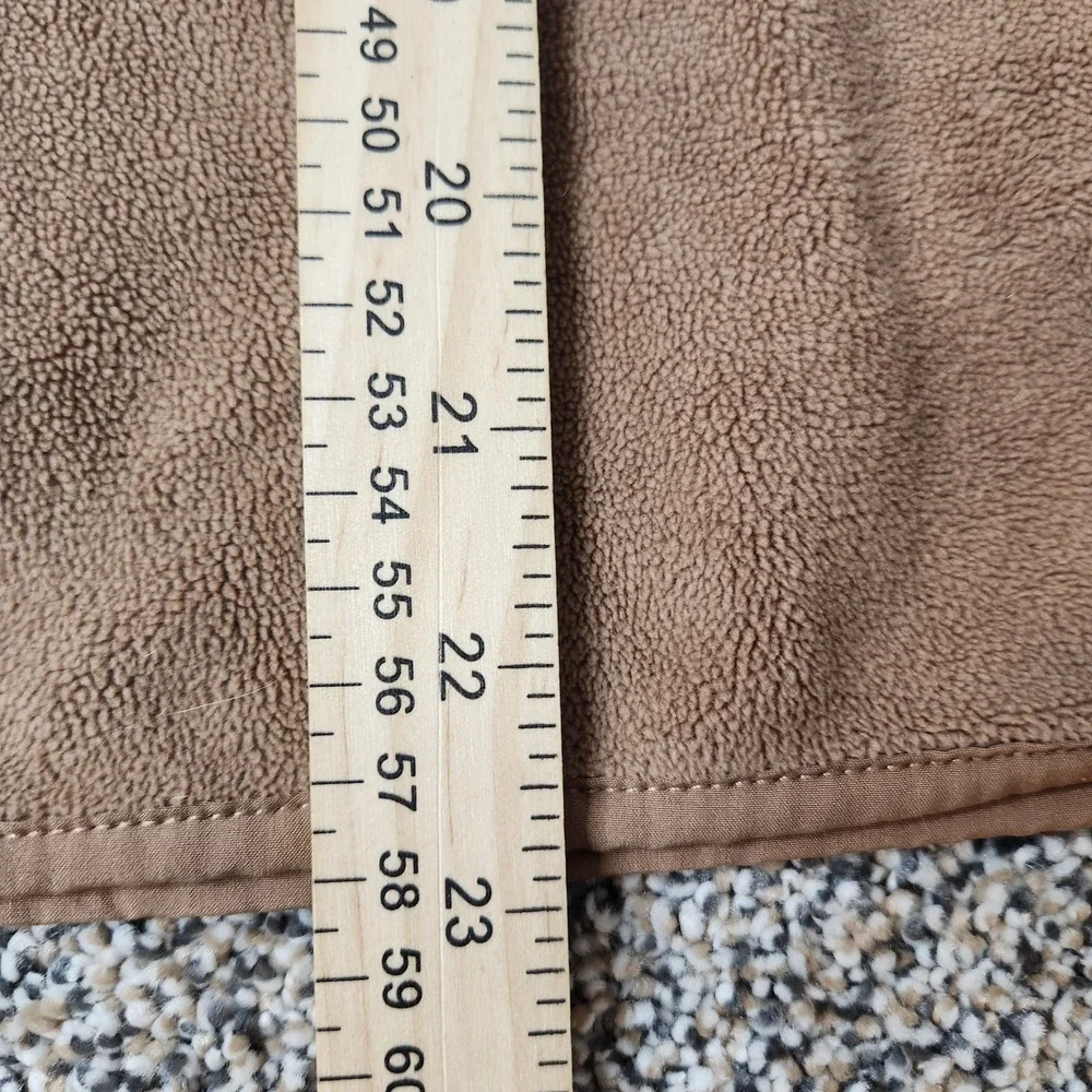 32 Degrees Heat Mens Medium Tan Brown Fleece Snap Button Pullover Sweater Pocket